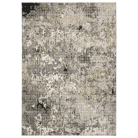Oriental Weavers Nebulous Area Rug - 091D9 - 6'7" x 9'6" - in Gray/ Ivory - Modern Style, Stain Resistant, Family and Pet Friendly , Dining, Living Room Rug