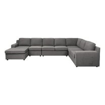Cas Right Facing 7 Seater U Shaped Sectional Sofa Chaise- Pocket- Gray