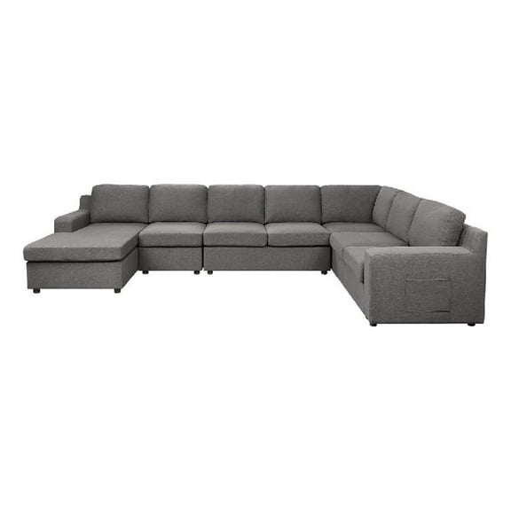 Cas Right Facing 7 Seater U Shaped Sectional Sofa Chaise- Pocket- Gray