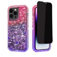 thumbnail image 1 of NIFFPD iPhone 14 Pro with Screen Protector（Anti Spy Privacy）, Bling Glitter Quicksand Sparkle Clear & Shockproof Protective Cover iPhone 14 Pro 6.1" Red+Purple, 1 of 6