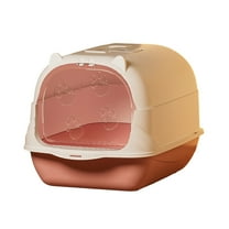 Moocorvic Cats Litter Box with Lid, Hooded Litter Pan 14x 19.7 x 13.4 Inches(Pink)