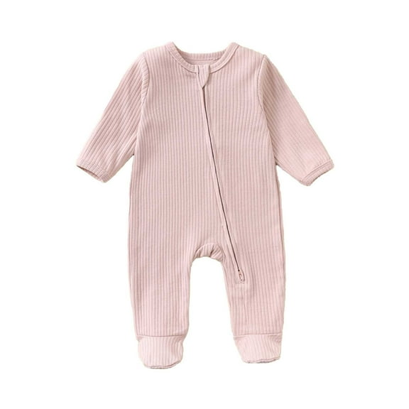 lnmuld Long Sleeve Romper Soft Jumpsuit Long Sleeve Two-Way Zipper Baby Romper Footed Pajamas for Boys Girls Winter Sleepwear Size:18-24 Months