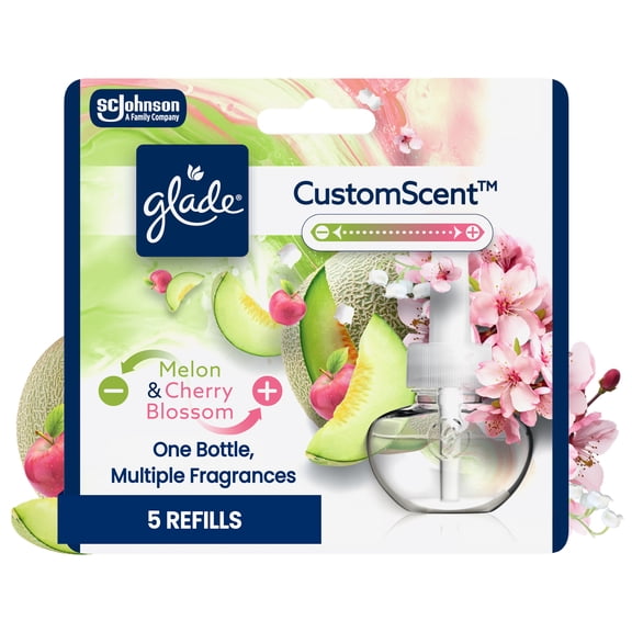 Glade® PlugIns® Refills with CustomScent Technology, Melon & Cherry Blossom, 5 Refills