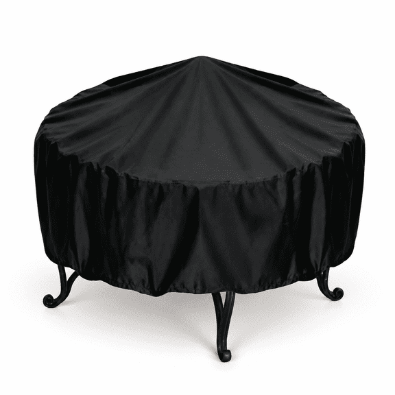 Patio Furniture Covers - Round Fire Pit Cover, 36 Inch, Black, Waterproof with Windproof Drawstring, Fits 30-36 Inch Pits