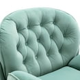 thumbnail image 5 of Velvet Accent Chair with Ottoman, Modern Swivel TV Chair with Round Metal Base, Tufted Upholstered Recliner Set for Living Room, Bedroom, Reading Rooms, Teal, 5 of 9