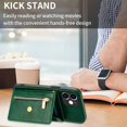 thumbnail image 3 of Dteck Card Holder Wallet Back Case for Apple iPhone 12 6.1-inch,Shockproof Rubber Silicone Bumper PU Leather Card Pocket Hybrid Phone Protective Kickstand Cover with Cross Body Shoulder Strap,Green, 3 of 9