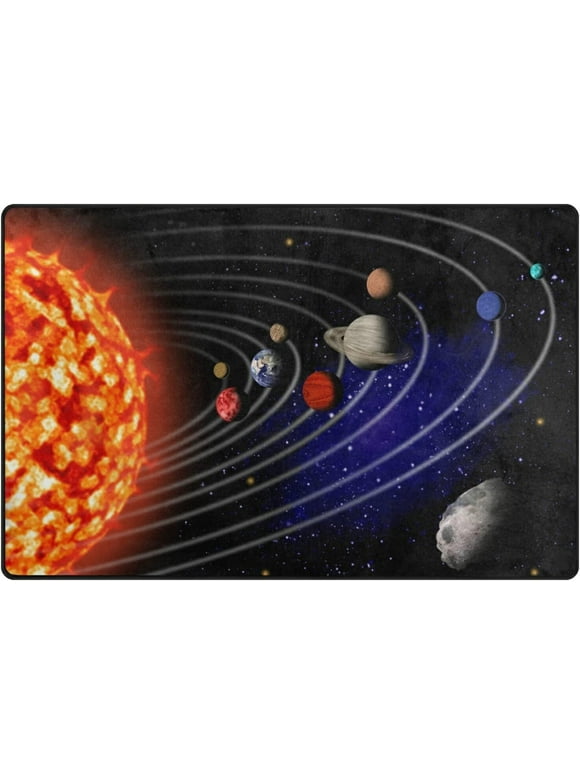Wellsay Outer Space Area Rug 1.7' x 2.6' Solar System Polyester Area Rug Mat for Living Dining Dorm Room Bedroom Home Decorative