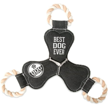 Pavilion - Best Dog Ever - 14 Inch Large Canvas Tug Of War Dog Rope Toy - Sturdy & (Best Tug Of War Technique)