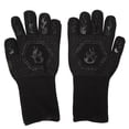 thumbnail image 1 of Guantes de barbacoa ignífugos de 800 °C, resistentes al calor, de silicona de doble cara, grandes, para horno y barbacoa, color negro, 1 of 14