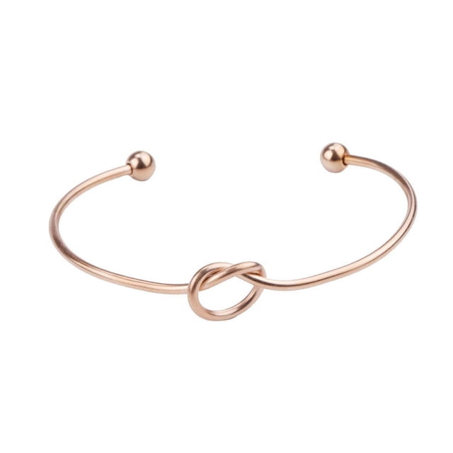 Pulsera de nudo de amor de acero inoxidable de 2 mm de espesor, pulsera abierta en forma de corazón, pulsera con nudo, brazalete, joyería