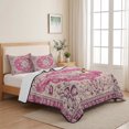 thumbnail image 5 of Twin Quilt Set 68''x86'', Boho Pink Lightweight Bedspread Coverlet Set with 2 Pillow Shams, Middle Century Boho Geometric Abstract Southwestern Breathable All Season Quilt Bedding for Dorm/Bedroom, 5 of 9
