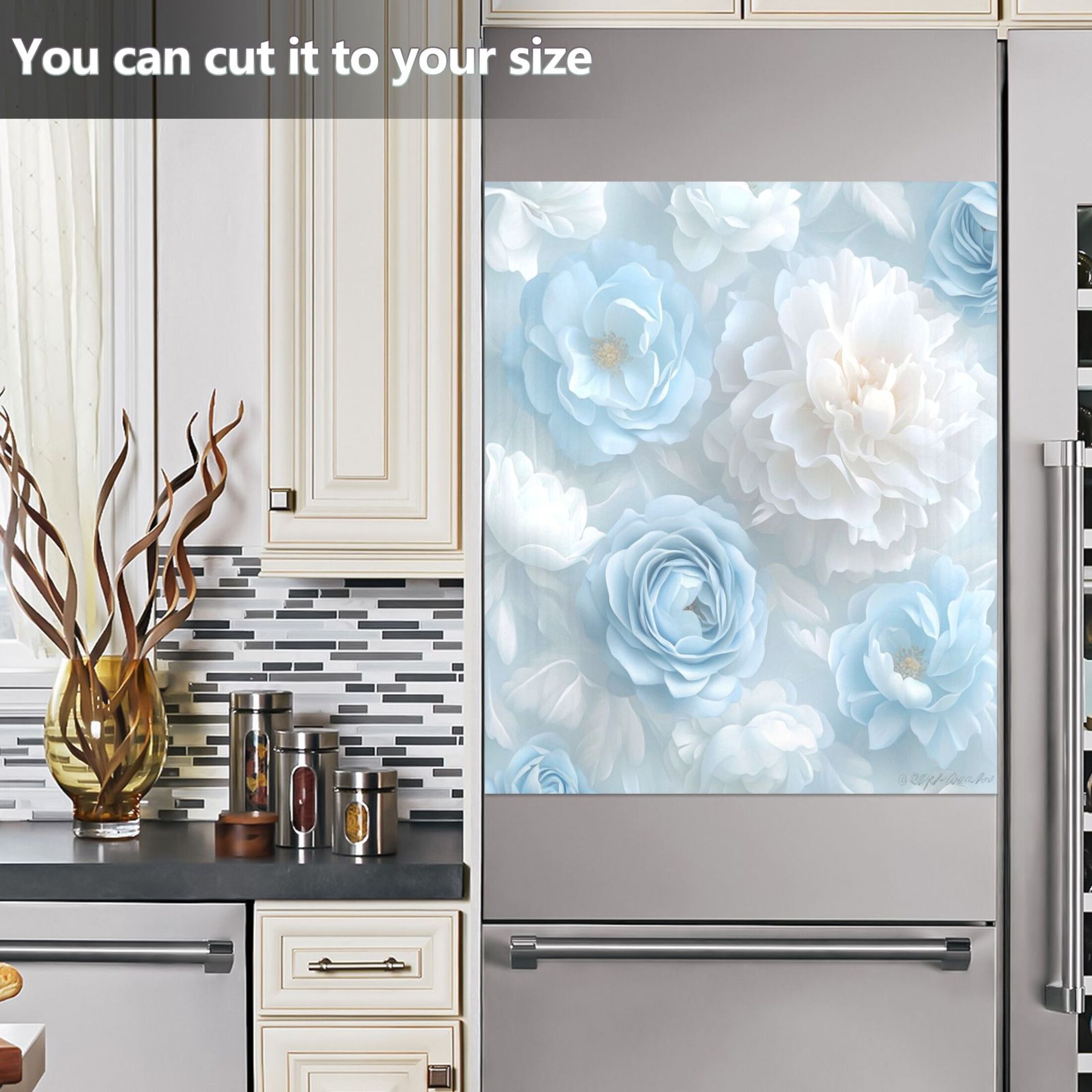 Dishwasher Magnetic Sticker 23x26 Inch Refrigerator Magnetic Sticker Washing Machine Magnetic Sticker Kitchen Panel Magnetic Sticker Home Decor Super Beautiful White Roses