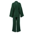 thumbnail image 4 of VISgogo Conjuntos de pijamas para mujer, cárdigan de manga larga de color sólido con cinturón + conjunto de pantalones largos elásticos de cintura alta VISgogo  moda, 4 of 9