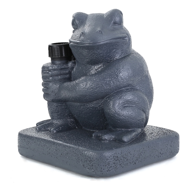 Noble House Neptune Outdoor Modern Resin Frog Umbrella Base in Gray