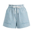 thumbnail image 6 of Tqcoqu Women's Summer Casual Shorts with Pockets,Striped Drawstring Elastic Waist Y2k Shorts,2026 Spring Summer Trendy Pants,Light Blue Women's S-XXL, 6 of 7