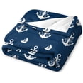 thumbnail image 3 of Blue Navy Anchor Blanket Nautical Super Soft Fleece Throw Blanket 50" x 60", Fuzzy Microfiber Flannel Cozy Warm Blanket, for Couch Bed Sofa(Anchor,50" x 60"), 3 of 6