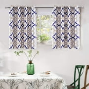 DriftAway Alexander Thermal Blackout Grommet Unlined Window Curtains Spiral Geo Trellis Pattern Set of 2 Panels Each Size 52 Inch by 36 Inch Navy and Gray