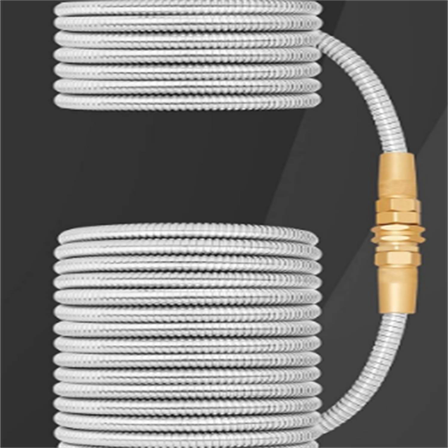 Hose Metal - 100ft Heavy Duty Stainless Steel Water Hose with 8 Function Sprayer & Metal Fittings, Flexible, Lightweight, No Kink, Puncture Proof Hose for Yard, Outdoors,