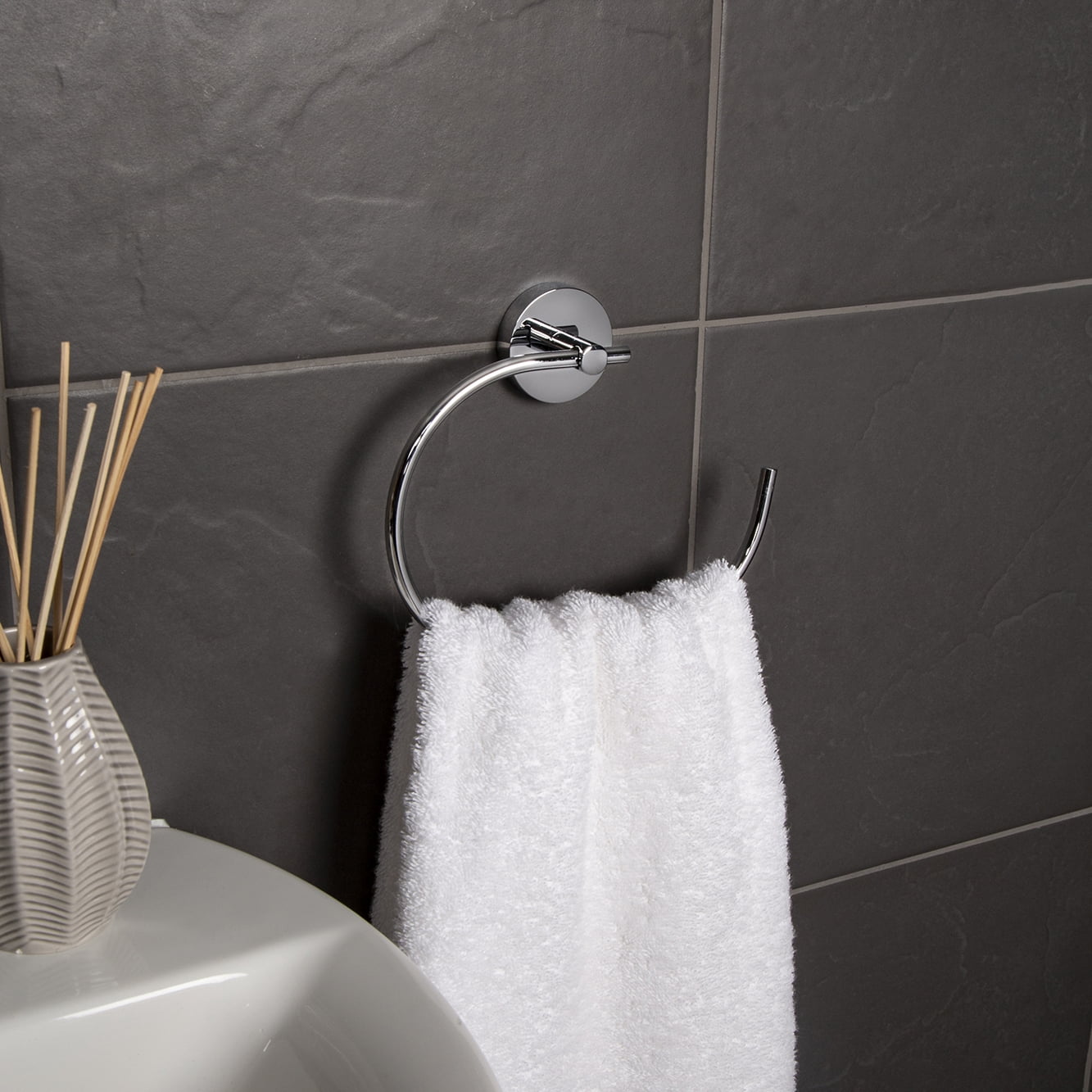 Croydex Pendle Flexi-Fix Towel Ring, Chrome