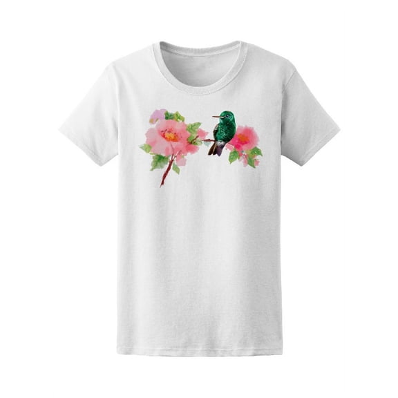 Adorable Hummingbird And Flowers T-Shirt Women -Image by Shutterstock, Female XX-Large