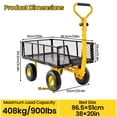thumbnail image 2 of Heavy Duty 900 Lbs Capacity Mesh Steel Garden Cart Folding Utility with Removable Sides and 10 inch Tire (Black), 2 of 9
