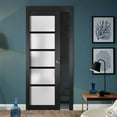 thumbnail image 3 of Sliding French Pocket Door 32 x 84 inches with Frosted Glass | Quadro 4002 Matte Black | Kit Trims Rail Hardware | Solid Wood Interior Bedroom Sturdy Doors, 3 of 6