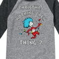thumbnail image 3 of Cat in the Hat - Christmas Morning Crew Thing 2 - Toddler And Youth Raglan Graphic T-Shirt, 3 of 4