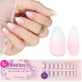 thumbnail image 1 of Press On Nails con forma de escarabajos, punta francesa, rosa degradado, extra cortos, 1 of 7