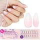 thumbnail image 1 of Press On Nails con forma de escarabajos, punta francesa, rosa degradado, extra cortos, 1 of 7