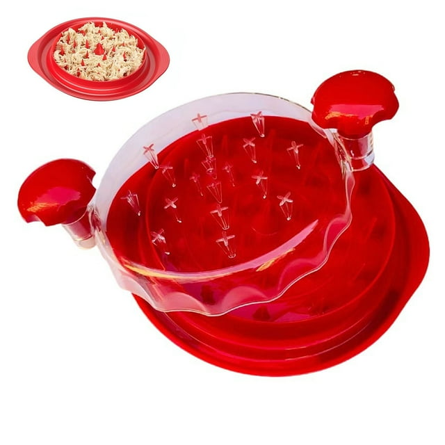 Graflsoa Transparent Lid Meat Shredder with Non-Slip Base - Red & Black Design for Chicken, Beef, Pork, and Vegetables