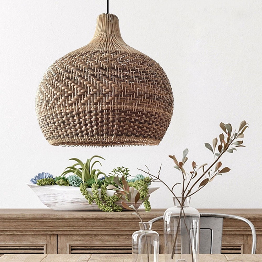 Arturesthome Handmade Wicker Rattan Pendant Light Fixtures For Kitchen Island