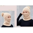 thumbnail image 3 of GRNSHTS Women Winter Beanie Hats One-Piece Fleece Lined Knit Balaclavas Mask Set Skull Neck Circle Scarf Ski Snow Hat Cap with Pompom (B Khaki), 3 of 8