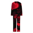 thumbnail image 6 of Cavosen Valentine's Day Womens Plus Size Pajamas Long Sleeve Soft Crew Neck Shirt Wide Leg Pants Heart Printed Breathable Casual Nightwear Red M, 6 of 6