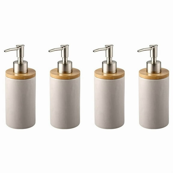 4X 400Ml Ceramic Soap Dispenser, Nordic Style, Lotion Dispenser Soap Dispenser for Kitchen and Bathroom -Grey