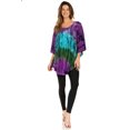 thumbnail image 5 of Sakkas Ellesa Ombre Tie Dye Circle Poncho Blouse Shirt Top With Sequin Embroidery - Purple / Turquoise - One Size Regular, 5 of 5