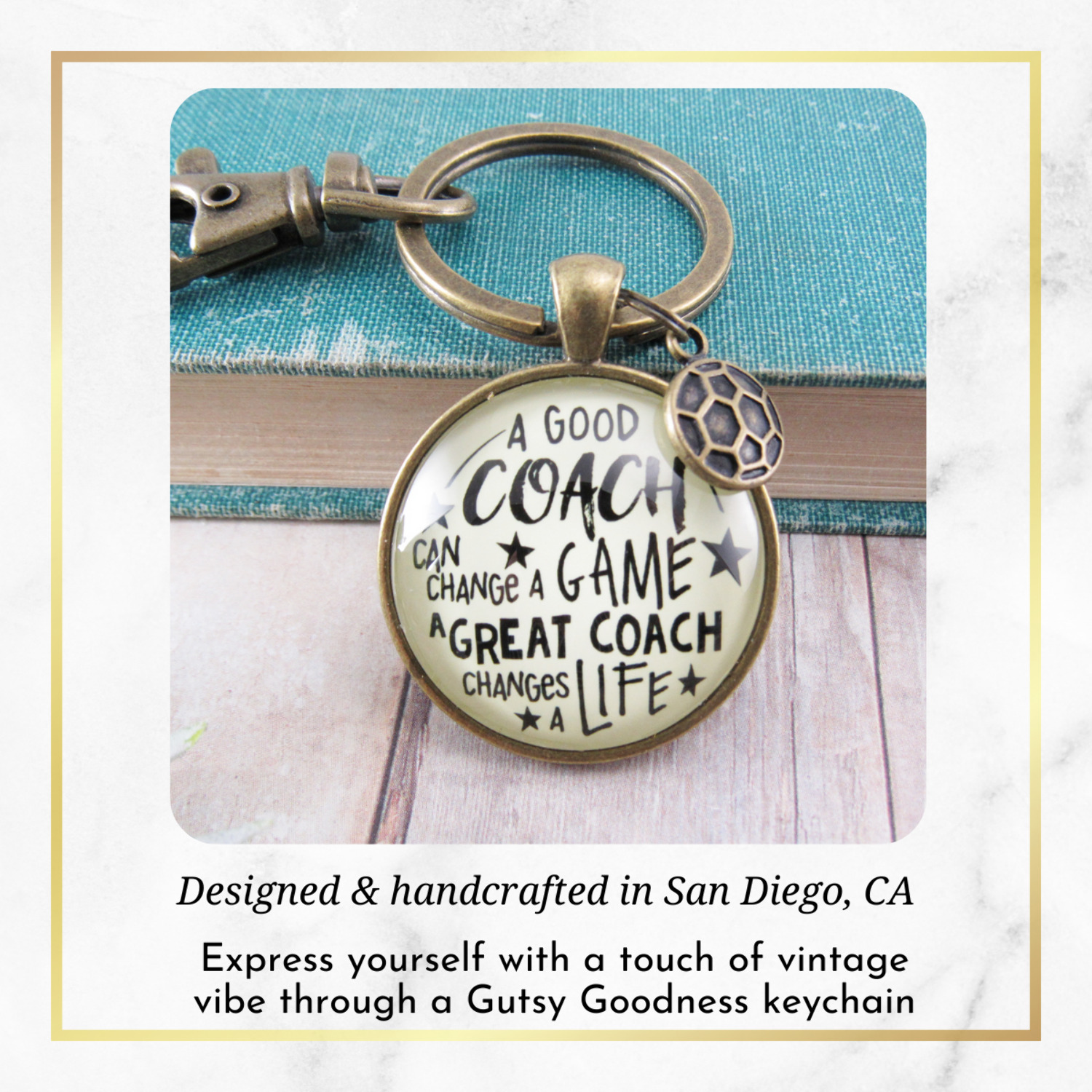 Soccer Coaching Sport Gutsy Goodness Bronze Metal Adult Unisex Keychain Great Coach Changes Life Thank You Gift