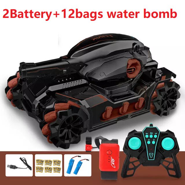 Tanque teledirigido de 2,4G para niños, juguete de bomba de agua con luz y música, vehículo rastreado con Control remoto, tanques de guerra, regalo de cumpleaños