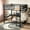 Black, variant on AUU Full Size Metal Loft Bed with L-Shaped Desk, LED Light Strip, Charging Station, Computer Tray & Hanging Area – Special Round Pipe Design