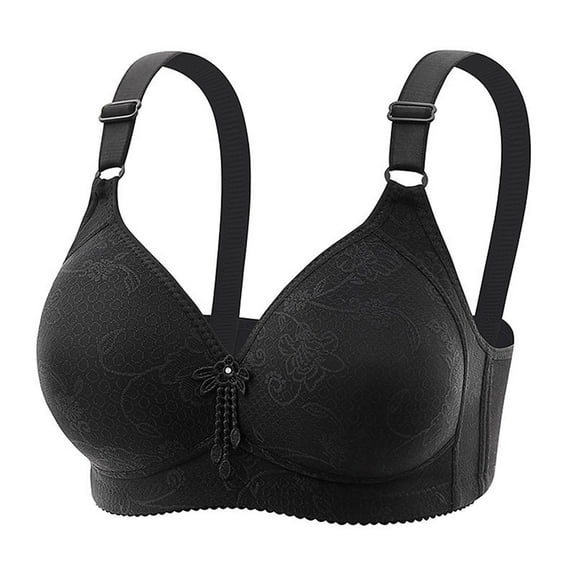 Bigersell Padded Push up Bra Upgrade Women's Bra Soild Wire Underwear Bra Everyday Comfortable Breathable Bra Underwear Lightly Lined Bra Style F-614 Black 3XL