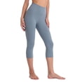 thumbnail image 5 of hlysgo Leggings Yoga Pant for Women No Front Seam Capri High Elastic Waist Trousers Workout Gym Pant Light Blue,M, 5 of 5