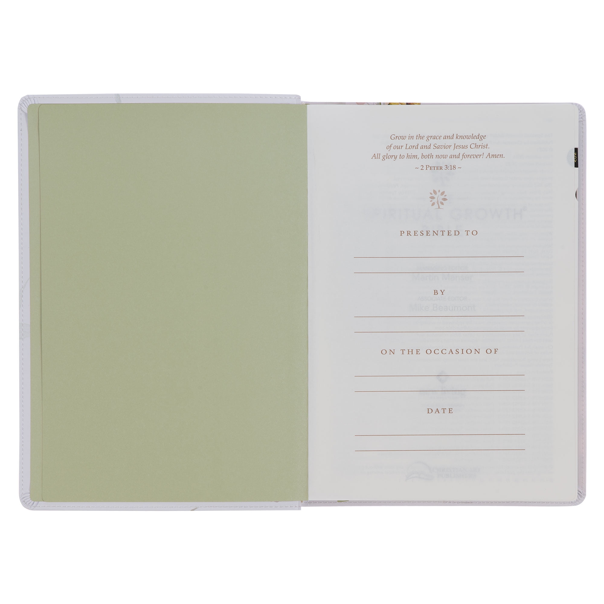 NLT, The Spiritual Growth Bible Faux Leather, Cream Floral Printed