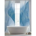 thumbnail image 3 of Abstract Ombre Sheer Curtains 108 inches Long 2 Panels Set Light Blue Marble Texture with Golden Line Tiers Sheers Rod Pocket Small Window Short Curtains for Kitchen Cafe, Each 52" W x 108" L, 3 of 7