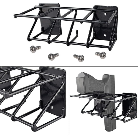 4 Slots Gun Rack Wall Mount, Pistol Rack Fits Most Size Pistols, Gun Wall Mount for Glock 19, 17, 42, 43, P238, Ruger LCP, Sig Sauer, 1911