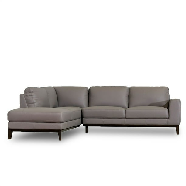 Leather Left Facing Sectional, Black Leather Mid Century Modern Sectional