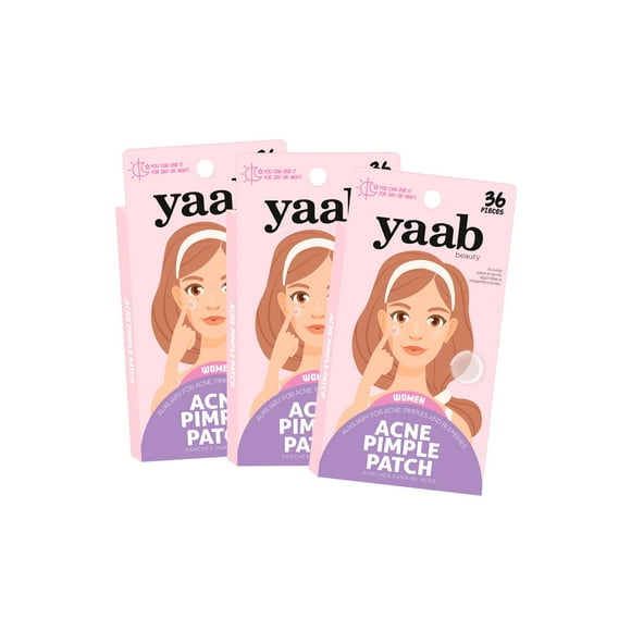 Yaab Beauty - Pack 3 cajas Acné pimple patch mujer, 36 pzas c/u