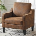 thumbnail image 1 of Ktaxon Accent Chair with Thick Cushion, Mid-Century Modern Single Sofa Bronzing Cloth Armchair for Living Room, Bedroom Brown, 1 of 9