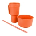 thumbnail image 4 of Vaso de plástico 2 en 1 con pajita y abertura grande, ideal para cine, casa, viajes, color naranja, 4 of 14
