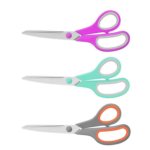 Ciseaux, Ciseaux Polyvalents de 8 Pouces en Vrac, Lot de 3, Cisailles à Lame Ultra Tranchantes, Poignées à Prise Confortable, Ciseaux Tranchants Robustes pour Bureau Maison École Couture Tissu Fournitures d'Artisanat, Droitier/gaucher