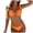01-Orange, variant on vigerkar Bikini Set for Women V Neck Knot Front Push Up High Leg Thong Two Piece Swimsuit (Pink, L)