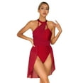 thumbnail image 3 of Xnihocha Women's Sleeveless Halter Neck Lyrical Ballet Leotard Dress Modern Contemporary Dancewear Burgundy XL, 3 of 7